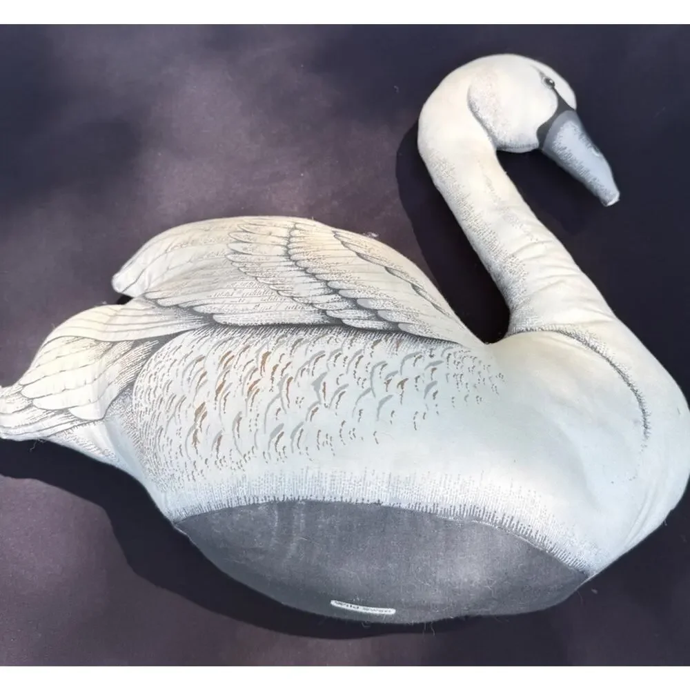 Vintage Large Stuffed Wild Swan Bird Plush Decorative Pillow Decor Handmade